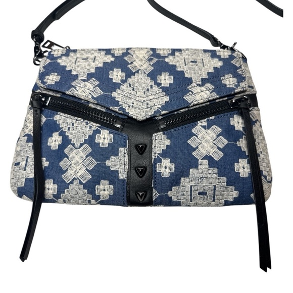 Botkier Trigger Blue Cream Denim Embroidered Crossbody Bag - Picture 3 of 15